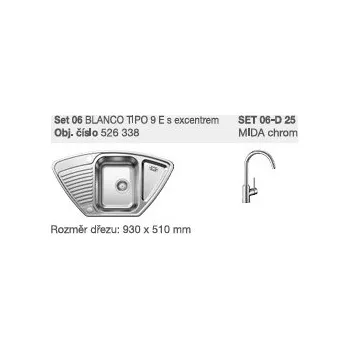 Blanco SET 06-D 25 Tipo 9 E přírodní lesk s excentrem + Mida chrom