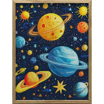 Obraz PLAKÁT NA ZEĎ V DŘEVĚNÉM RÁMU KOSMICKÁ HARMONIE 30x40 CM