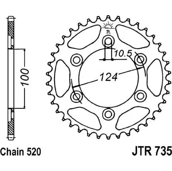 Řetězová sada pro motocykl Řetězová rozeta JT JTR 735-36 36 zubů, 520 DUCATI 900 i.e. 1990-1993