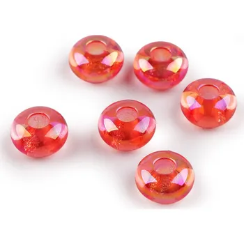 Korálek Plastové korálky s velkým průvlekem Ø13 mm s AB efektem Varianta: 5 červená světlá, Balení: 6 ks