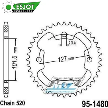 Řetězová sada pro motocykl Rozeta ocelová (převodník) 1480-37zubů ESJOT 50-32107-37 - Polaris 500 Predator E 2x4 / 03-04 + 450 Outlaw S / 08-10 + 450 Outlaw MXR / 09-10 + 500 Predator / 05-06 + 500 Predator LE / 07 + 525 Outlaw POLARIS Predator 500 2005-2007