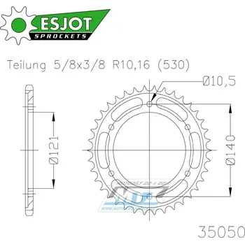 Řetězová sada pro motocykl Rozeta ocelová (převodník) 35050-40zubů ESJOT 50-35050-40 - Cagiva 1000 Raptor+V-Raptor / 00-05 50-35050-40