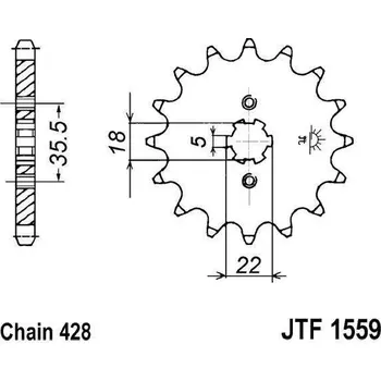 Řetězová sada pro motocykl Řetězové kolečko JT JTF 1559-14 14 zubů, 428 YAMAHA YS 125 CBS 2017-2020