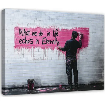 Obraz OBRAZ BANKSY ABSTRAKCE ŠEDÝ DO OBÝVÁKU LOŽNICE KUCHYNĚ NA PLÁTNĚ 40x30