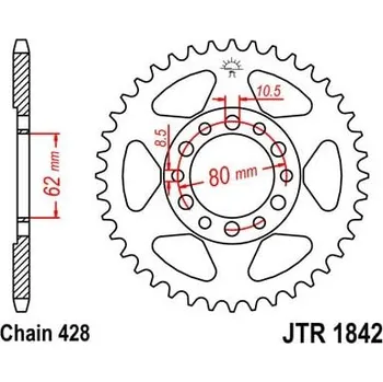 Řetězová sada pro motocykl Řetězová rozeta JT JTR 1842-51 51 zubů, 428 YAMAHA TW 200 1995-2020