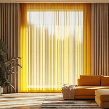 Voál s olůvkem výška 300 cm, SYTĚ ŽLUTÝ