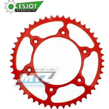 Řetězová sada pro motocykl Rozeta ocelová (převodník) 0822-49zubů ESJOT ULTRALIGHT 50-32043-49-LR Offroad (červená) - Husqvarna CR+WR+TC+TE+WRE+TXC+SM+SMR + Suzuki DR350+DRZ400 + Cagiva WMX + Gas-Gas EC+ECF+XC+Ranger + Beta RR 95-0822-49-LR