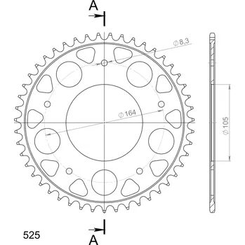 Řetězová sada pro motocykl Řetězová rozeta SUPERSPROX RFE-6604:47-BLK černý 47 zubů, 525 GILERA GP 800 2007-2014