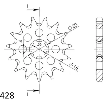 Řetězová sada pro motocykl Řetězové kolečko SUPERSPROX CST-416:13 13 zubů, 428 YAMAHA YZ 80 1981-1982