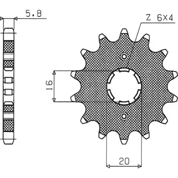 Řetězová sada pro motocykl řetězové kolečko pro sekundární řetězy typu 520, SUNSTAR (13 zubů) YAMAHA YZ 125 1980-1986