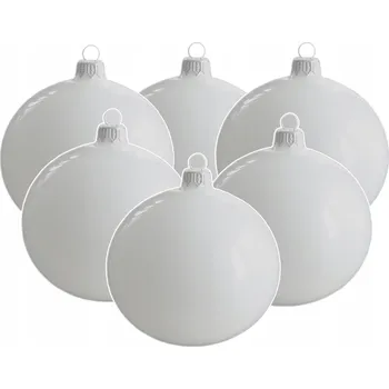 Vánoční dekorace BÍLÉ Vánoční Baňky 10 cm super lesk BÍLÝ LESKLÝ lak