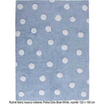 Koberec Ručně tkaný kusový koberec Polka Dots Blue-White, rozměr 120 x 160 cm