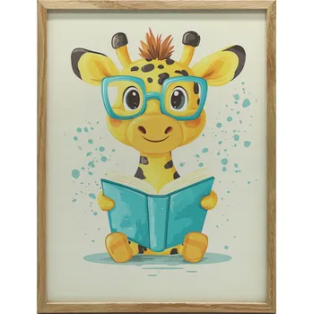 Obraz Plakát Veselá žirafa v pohádkové zemi PLAKÁT NA ZEĎ V DŘEVĚNÉM RÁMU WE