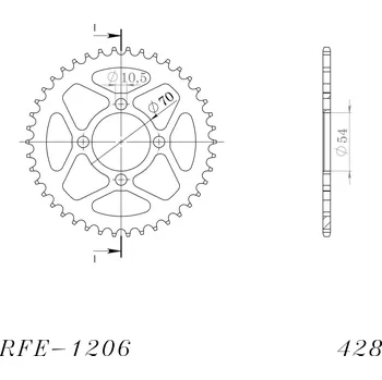 Řetězová sada pro motocykl Řetězová rozeta SUPERSPROX RFE-1206:42-BLK černý 42 zubů, 428 RFE-1206:42-BLK