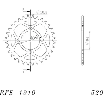 Řetězová sada pro motocykl Řetězová rozeta SUPERSPROX RFE-1910:32-BLK černý 32 zubů, 520 YAMAHA YFM 125 Grizzly 2004-2009