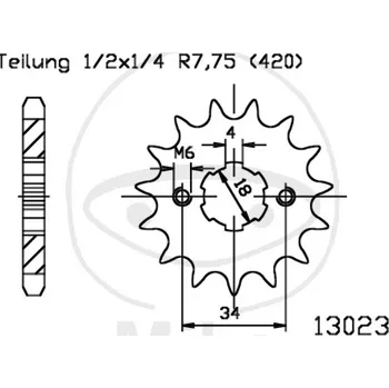 Řetězová sada pro motocykl Řetězové kolečko JMT 19 zubů, 420 50-13023-19