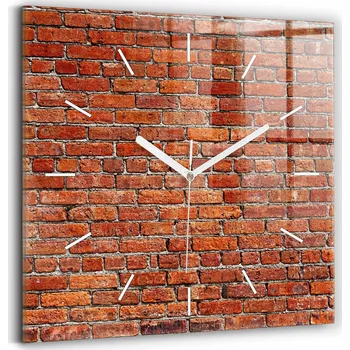 Hodiny Skleněné hodiny s motivem Ozdobná nástěnná stará cihlová zeď 30x30