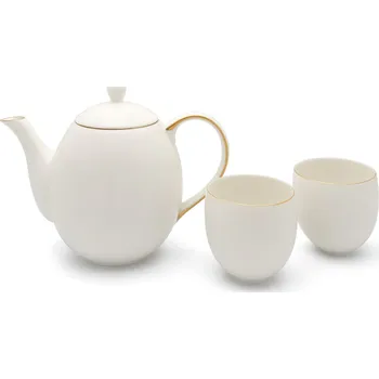 Konvice na čaj Čajová souprava CANTERBURY 1,2 l, sada 3 ks, bílá, porcelán, Bredemeijer