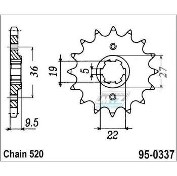 Řetězová sada pro motocykl Kolečko řetězové (pastorek) 0337-14zubů MTZ - Honda ATC250R + TRX250R + CR250R + CR450RB + CR480R + CR500R HONDA CR 500 R 1984-1985