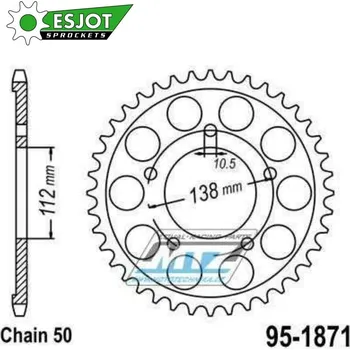 Řetězová sada pro motocykl Rozeta ocelová (převodník) 1871-48zubů ESJOT 50-35044-48 - Yamaha YZFR6 / 99-02 + YZF-R6 95-1871-48-ES
