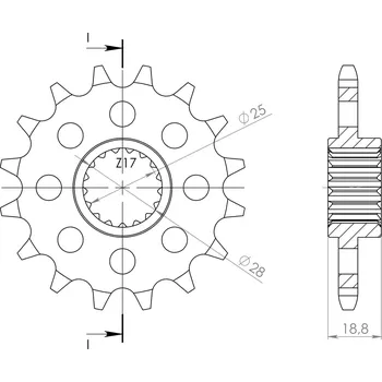 Řetězová sada pro motocykl Řetězové kolečko SUPERSPROX CST-704:15 15 zubů, 525 APRILIA Tuono V4 1100 Factory ABS 2015-2020