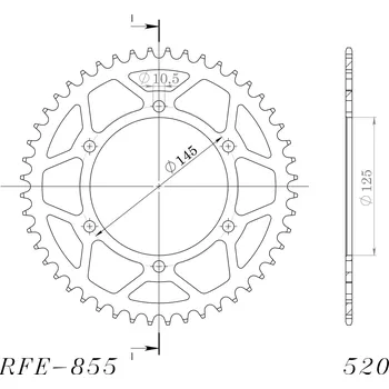 Řetězová sada pro motocykl Řetězová rozeta SUPERSPROX RFE-855:45-BLK černý 45 zubů, 520 RFE-855:45-BLK