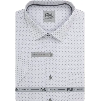 Pánská košile Košile AMJ Slim fit s krátkým rukávem - šedá se vzorem VKSBR1444 velikost: 42, délka rukávu: krátký rukáv