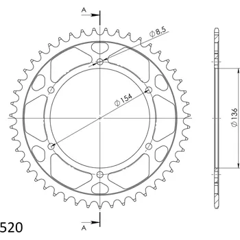 Řetězová sada pro motocykl Řetězová rozeta SUPERSPROX RFE-1515:47-BLK černý 47 zubů, 520 GAS GAS EC 250 2000-2000