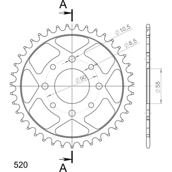 Řetězová sada pro motocykl Řetězová rozeta SUPERSPROX RFE-273:39-BLK černý 39 zubů, 520 RFE-273:39-BLK