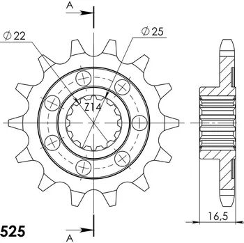 Řetězová sada pro motocykl Řetězové kolečko SUPERSPROX CST-4054:14 14 zubů, 525 DUCATI 749 S 2003-2006