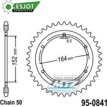 Řetězová sada pro motocykl Rozeta ocelová (převodník) 0841-42zubů ESJOT 50-35008-42 - Yamaha SR500 / 78-91 + SR500 (USA) / 78-81 + XT500 / 78 95-0841-42-ES