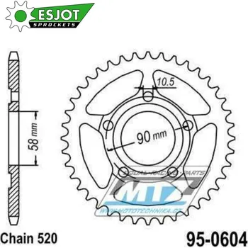Řetězová sada pro motocykl Rozeta ocelová (převodník) 0604-36zubů ESJOT 50-32046-36 - Honda CRM125 + NSR125RK + NSR125R-R + NSR125R + Gilera 125MX + 125R + 125SP + 125 Crono + 125XR 95-0604-36-ES