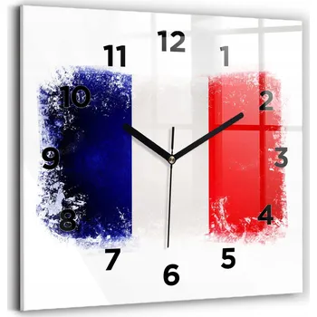 Hodiny Skleněné Hodiny s potiskem Moderní Nástěnné Hodiny Francouzská Vlajka 30x30