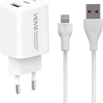Síťová nabíječka VIDVIE Apple Lightning, USB typ C pro Apple 3000 mA 3 V bílá