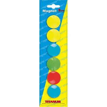 BAREVNÉ MAGNETY na tabule 29 mm 6 kusů Titanum DEKORATIVNÍ MAGNETY