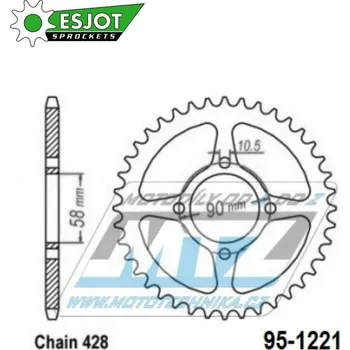 Řetězová sada pro motocykl Rozeta ocelová (převodník) 1221-44zubů ESJOT 50-15090-44 - Honda CBR125R / 11-17 + CB125F / 15-20 + CBR125+GLR125+GTR150 95-1221-44-ES
