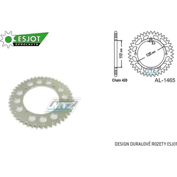 Řetězová sada pro motocykl Rozeta řetězová (převodník) Dural 1465-46zubů ESJOT 51-13200-46 - barva stříbrná - Kawasaki KX65 / 00-20 + Suzuki RM65 / 03-05 AL-1465-46-ES