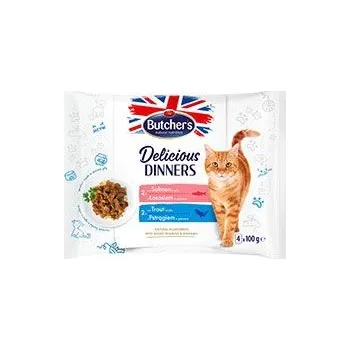 Krmivo pro kočku Butcher's Cat Delic.Dinners losos/pstruh kapsa 4x100g