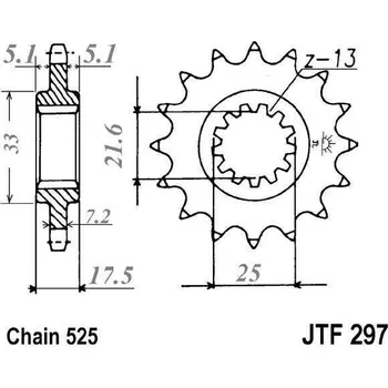 Řetězová sada pro motocykl Řetězové kolečko JT JTF 297-15RB 15 zubů, 525 pogumované HONDA VFR 400 R 1991-1991