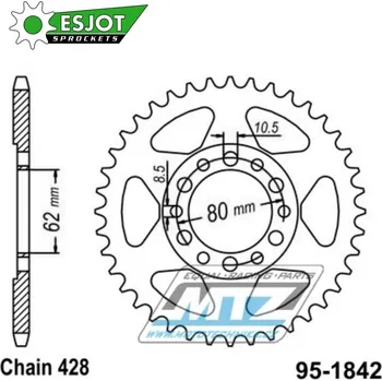 Řetězová sada pro motocykl Rozeta ocelová (převodník) 1842-50zubů ESJOT 50-15009-50 - Yamaha AG200 + DT125 + DT175 + TY125 + TY175 + TW125 + TW200 + XT125 + XT350 + YZ80 95-1842-50-ES