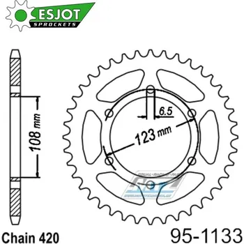 Řetězová sada pro motocykl Rozeta ocelová (převodník) 1133-52zubů ESJOT 50-13039-52 - Motor Hispania 50 RX + Peugeot 50 XR6 + Aprilia 50 RS+50 RS4+50 SX + Derbi 50 GPR Racing+50 GPR Nude+50 Senda SM DRD Racing+50 Senda SM X-tre APRILIA SX 50 2012-2016