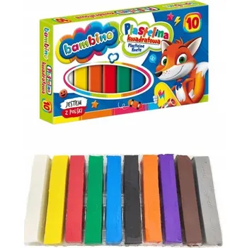 Modelovací hmota ŠKOLNÍ MODELÍNA hranatá pro DĚTI 10 Základních BAREV Bambino