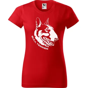 Dámské tričko DOBRÝ TRIKO Dámské tričko s potiskem Bull Terrier Barva: Červená, Velikost: 3XL