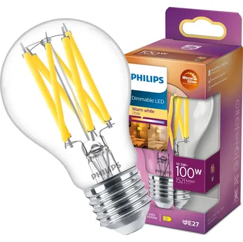 Žárovka LED žárovka E27 A60 10,5W = 100W 1521lm 2700K Filament Stmívatelná PHILIPS
