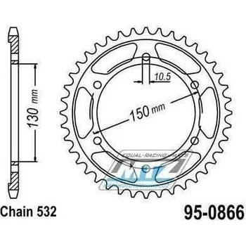 Řetězová sada pro motocykl Rozeta ocelová (převodník) 0866-47zubů ESJOT 50-27002-47 - Yamaha GTS1000A + FZR750 + FZR1000 Genesis + FZR1000R + YZF750SP + YZF750R + YZF 1000R Thunder Ace + XJR1200 YAMAHA GTS 1000 1993-2000