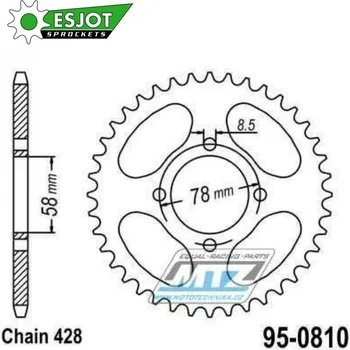 Řetězová sada pro motocykl Rozeta ocelová (převodník) 0810-48zubů ESJOT 50-15006-48 - Suzuki B120 + GN125 + GS125 + GT125 + RG80 + TU125 XT + Kawasaki KC100 + KH125A + HMZ GS125 + 125 V2 Chopper + Hyosung 125 Cruise II + GA125 95-0810-48-ES