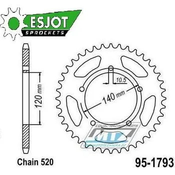 Řetězová sada pro motocykl Rozeta ocelová (převodník) 1793-45zubů ESJOT 50-32207-45 (černá) - Suzuki GSXR600+GSXR750+GSXR1000 + Triumph 865 Bonneville + 865 Scrambler + 865 Thruxton 95-1793-45-ES