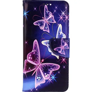 Pouzdro na mobilní telefon Pouzdro Xiaomi Redmi 13C knížkové Modré s motýlky (kryt neboli obal na Xiaomi Redmi 13C)