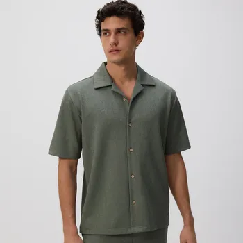 Pánské oblečení Reserved - Strukturální košile comfort - pudrově zelená - 744EC-97X - 744EC-97X-XL