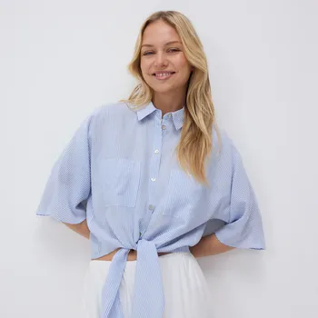 Dámský kabát Reserved - LADIES` SHIRT - světle modrá - VL623-50X - VL623-50X-XXL